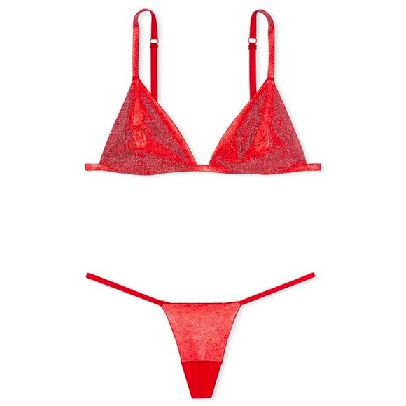 Victoria's Secret Very Sexy Shine Triangle Bralette and V String Panty Set - Picture 4 of 5